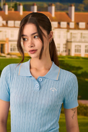 Hole in one polo knit top